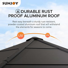 Sunjoy 15x15 ft. Octagon Hardtop Gazebo with Black Aluminum Roof Brown
