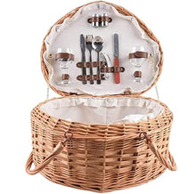 SHSWUD Rustic Picnic Basket, Outdoors Picnic Basket Picnic Willow Picnic Basket Cutlery Service Kit Picnic Gift Basket Picnic Baskets Basket for Outdoor Camping, 40*35*22cm, Brown