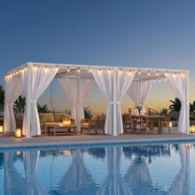 ADRERIC Louvered Pergola 12'x20' Outdoor Pergola with Roof, Heavy Duty Aluminum Frame & Waterproof Curtains, Hardtop Gazebo with Adjustable Louvers for Patio, Deck and Backyard, White