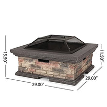 FammyLoft 29 Inch Fire Pits for Outside Wood Burning, MGO Square Firepits for Outside, Wood Burning Fire Pit for Camping, Garden, Backyard, Bonfire Party, Stone Gray