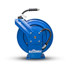 BluShield 1/4" Pressure Washer Dual Arm Hose Reel with 35% Lighter Polyester Braided Hose - Hot and Cold Water, 1 Year Warranty, 3100 PSI, M22 (1/4" x 50')