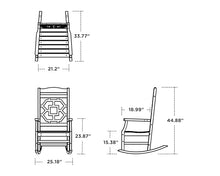 Martha Stewart by POLYWOOD Chinoiserie Outdoor Rocking Chair, Black, Durable HDPE All-Weather Patio Furniture with Decorative Lattice, Classic Porch Rocker for Deck, Garden & Backyard, Made in the USA