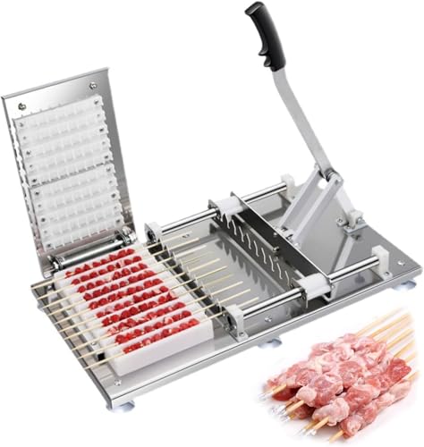 Meat String Skewer Machine Barbecue Kebab Making Box,Meat Skewer Tools,Stainless Steel Maker,Length Adjustable,for Parties Picnics