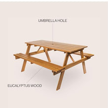 JONATHAN Y Shoreham Eucalyptus Wood Outdoor Picnic Table, 59", Teak Brown