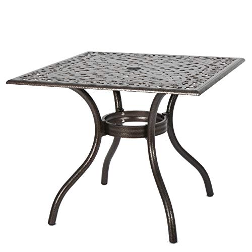Christopher Knight Home Phoenix Cast Aluminum Square Table, Hammered Bronze