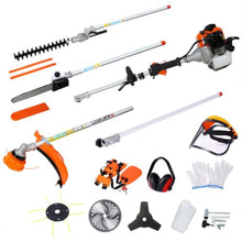 AMZXPLORE 52cc Gas Powered Multi Tool, 10 in 1 Weed Eater with String Trimmer, Brush Cutter, Hedge Trimmer and Pole Saw Attachments, 2 Cycle Engine Lawn Care Tool Kit with Extension Pole