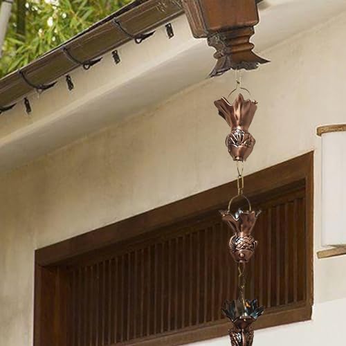 GVBNOTT Outdoor Rain Chain for Gutter Downspout, Elegant Water Diverting Solution for Garden Decor，3.5M (11.5Ft)