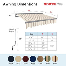 ADVANING Classic Series 10'X8' Electric Retractable Awning, 100% Acrylic UV+ Sun Shade Canopy, Beige w/Brick Red Stripes, EA1008-A332H
