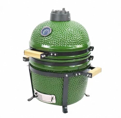 JOSOGO 16 Inch Ceramic BBQ Grill, Portable Smoker Braiser for Home, Garden, Balcony, Patio, Perfect for Steak & Charcoal Cooking(Green)