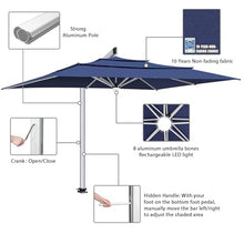 EliteShade USA Atlas 3-Tier 10x13FT Full Aluminum Cantilever Patio Umbrella for Outdoor Restaurant Garden Courtyard Deck Pool and Marketing with Light (No battery), Dark Blue