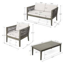 Christopher Knight Home 4-Piece Outdoor Acacia Wood Patio Set Grey+Beige