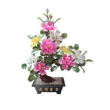YXIANG56Q Fake Plants Chinese Style Bonsai Jade Ornament Artificial Fake Plants Faux for Desk Home Office Bonsai Tree