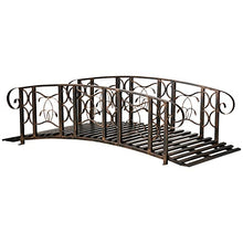 ZenithX 6' Metal Garden Arch Bridge - 660 lbs. Weight Capacity with Safety Siderails & Vine Motifs, Easy Assembly for Backyard Creek/Stream/Pond, Brown