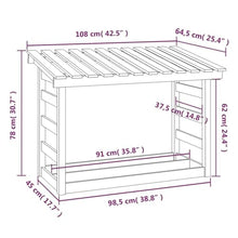 EliteBloom Firewood Rack Honey Brown 108X64.5X78 Cm Solid Wood Pine, Firewood Log Rack, Firewood Storage Rack Shelf, Ventilation Metal Log Store Holder for Outdoor Or Indoor Wood St