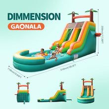 HESMAX 26FT Inflatable Water Slide with Splash Pool, PVC Thickened Material Easy Setup Outdoor Summer Water Play Toy for Kids Adults Backyard Party Use-Green Coconut Tree