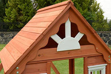 Sportspower Wooden Outdoor Playhouse with Swing & Picnic Bench Brown