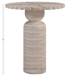 Meridian Furniture 77035Travertine-T Petalia Collection Art Deco Indoor/Outdoor Concrete Bar Table with Water-Transfer Finish, 36" W x 36" D x 42" H, Travertine