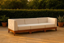 Meridian Furniture 389White-S96 Rio Collection Modern | Contemporary Outdoor Patio Off White Resilient Water Resisting Fabric Modular Sofa with Durable Acacia Wood Frame