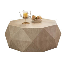 Modern Farmhouse Drum Coffee Table, Round Wooden Center Table with Fir Wood Top, No Assembly Required, Rustic Farmhouse Coffee Table for Living Room, Dining Room & Office