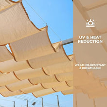 FENGZEQUAN Retractable Sun Shade Canopy, Wave Shade Sail with High-Density Polyethylene Fabric, Sliding Pergola Cover for Patio, Garden, Backyard, Deck,Mesh Tarp(W1*L15m/W3.28*L49.21ft)