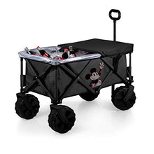 PICNIC TIME Disney Mickey Mouse Adventure Wagon Elite All-Terrain Beach Wagon withTable Top Lid & Soft Cooler Liner, Utility Wagon, Garden Wagon, (Dark Gray)