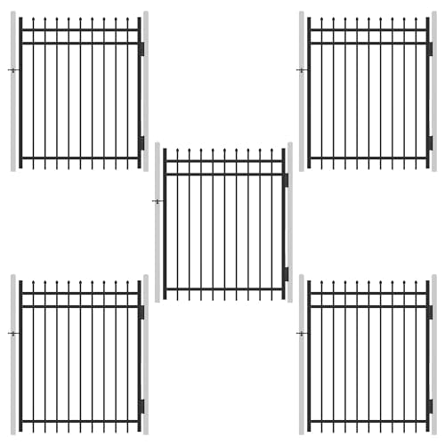 Fencer Wire Pack of 5 Heavy Duty Pinnacle Fence Gate, 5FT Height x 4FT Width Outdoor Fence Gate, Anti-Rust Steel Gate for Fencing Barrier, Decorative Garden Gate for Residential