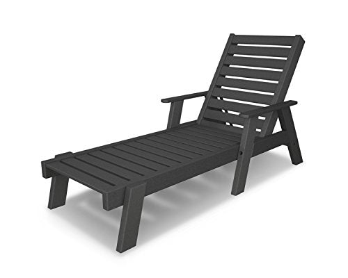 POLYWOOD® Captain Chaise with Arms in Slate Grey
