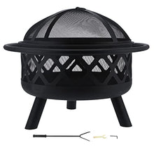 SLGGPJBU Round Wrought Iron Fire Pit Wood Burning Fire Pit Fireplace for Outdoor Patio Backyard Firepit
