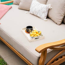 Cambridge Casual Haley Teak Wood Outdoor Sofa Daybed with Beige Cushion, 3-Seater Daybed with Removable Cover Cushion, 750 LBS, Sofa Daybed Perfect for Sunroom, Backyard, Poolside, or Porch