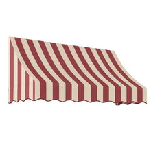 Awntech 10' Nantucket (124.5"-44"-36") Curved Slope Fixed Awning, Burgundy/Tan Stripe