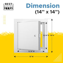 Best 14” x 14” Un-Insulated Fire Rated Metal Access Panel with 1” Flange, 16 Gauge Steel Access Door with Reinforced Edges & Hidden Hinge, Self-Closing/Latching, Inside Latch Release, BA-FB-5060