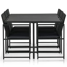 Makastle 7 Piece Patio Dining Set with Cushions - Outdoor Poly Rattan All-Weather Table and Chairs Furniture Set for Backyard Terrace 65" x 42.9" x 28.3"