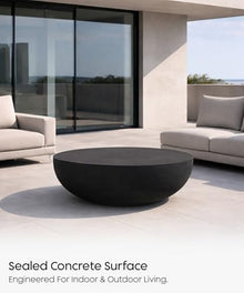eldimer no.102 GFRC Concrete Coffee Table 43.3” - Handcrafted Round Modern Architectural Table, Weather Resistant, Indoor & Outdoor, 145 lbs Solid Cement Construction for Patio or Living Room