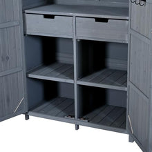 Outdoor Storage Shed with Potting Bench, 60.6" Fir Wood Cabinet for Garden Tools, Adjustable Shelves Drawers & Safety Anti-Tip Design, Gray