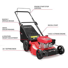PowerSmart 21-Inch 144cc Push Gas Lawn Mower & 16-Inch 25.4cc String Trimmer/Edger with 10-Inch Brush Cutter for Grass Cutting