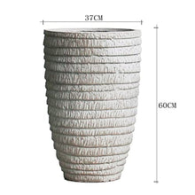 Flower Pot Garden Creative Corrugated Plant Pots Round Concrete Planter,Large Planter Pots Containers with Drainage Holes for Patio, Balcony, Backyard, Living Room House Plants, Succulents, Flowers (