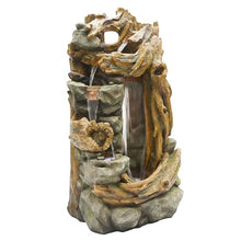 Alpine Corporation TZL404 71" Cascading Tree Trunk Fountain with LED Lights, Outdoor Waterfall Water Feature for Garden, Patio, Lawn & Backyard Decor, Relaxing Water Feature with Rustic Design