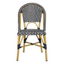 Safavieh Home Collection Hooper Indoor-Outdoor Stacking Side Chairs | Black, White Light Brown | Set of 2