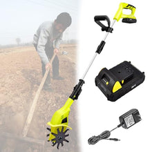 Electric Garden Tiller Cordless Cultivator 10.5cm Tilling Width 25cm Depth Portable Tiller for Garden Yard - 12 Ah Lithium Battery