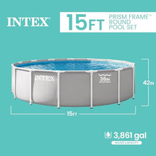 INTEX Prism Frame 15ft x 42in Round Above Ground Swimming Pool Set w/Pump