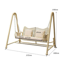 Patio Swing Chair with Cushion, Outdoor Porch Swing with Alloy Steel FrameDouble-Layer Braided Crane Rope, Hand-Knitting, for Backyard, Lawn, Porch, Garden(C)