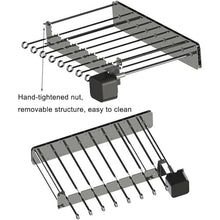 Electric Shish Grill Kabob Set, Stainless Steel Automatic Rotating Skewer Turner with 9pcs Skewers, Rotating Gear Design, High Torque, BBQ Grill Rack for Outdoor Camping