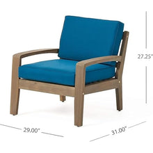 roomfitters Grenada Acacia Wood Outdoor Club Chairs, Set of 4, Luxury Deep Seated Patio Armchairs, Modern UV-Resistant Garden Lounge Set
