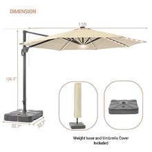 SANLUCE FLAME&SHADE 11FT Patio Umbrella with Solar Lights Sand