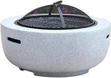 Outdoor Party BBQ Fire Pit for Patio, Fire Bowls with Grill Shelf and Mesh Cover Round Tabletop for Placing Drinks Roasting Supplies, Garden Patio Decor
