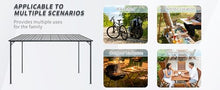 HarmoFurn Outdoor Pergola, 12x8FT, Galvanized Steel Roof with Powder-Coated Frame, Wall-Mounted Patio Shade Structure, Black