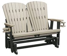 American Furniture Classics Dual Fan Back Glider Weatherwood and Black
