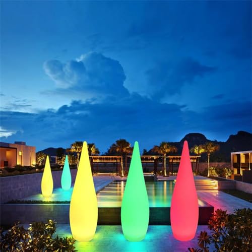 OUFULA Modern Landscape Lamp USB LED Remote Control Creative Water Droplet Lawn Light Waterproof IP65 for Hotel Garden (H120cm(1pcs))