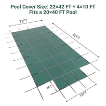 GarveeLife Winter Pool Safety Cover 20x40 Ft Rectangle with Center End Steps Green