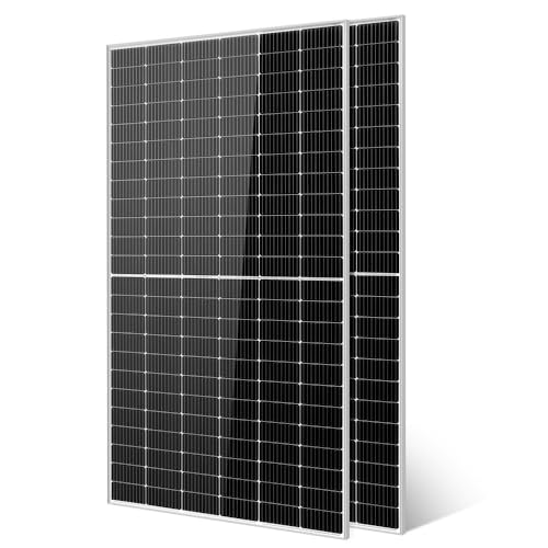 SUNGOLDPOWER 2PCS 550W Solar Panel,UL61730,18BB Monocrystalline Grade A Cell,Rigid,High Efficiency,IP68，Charging 12V/24V/48V Battery on Rooftop,Yard,Marine,on/Off Grid System CEC Listed (Total 1100W)